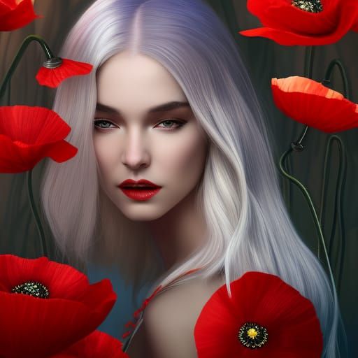Poppies, Swan, and Platinum Beauty in Matte Painting