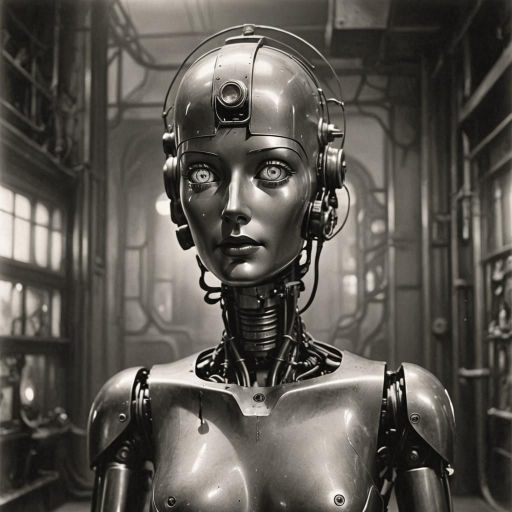 Dystopian 1940s Female Robot Reimagined
