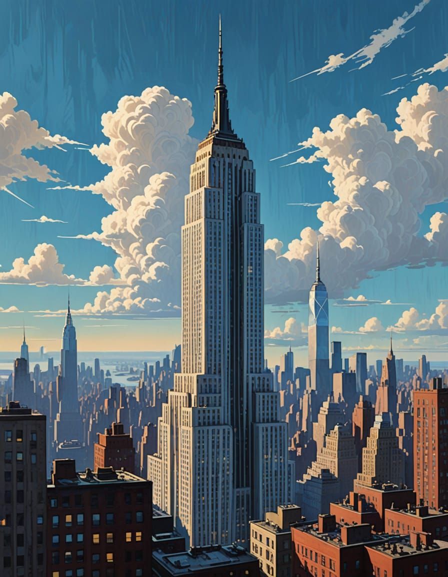Futuristic Empire State Building in Vibrant New York Citysca...