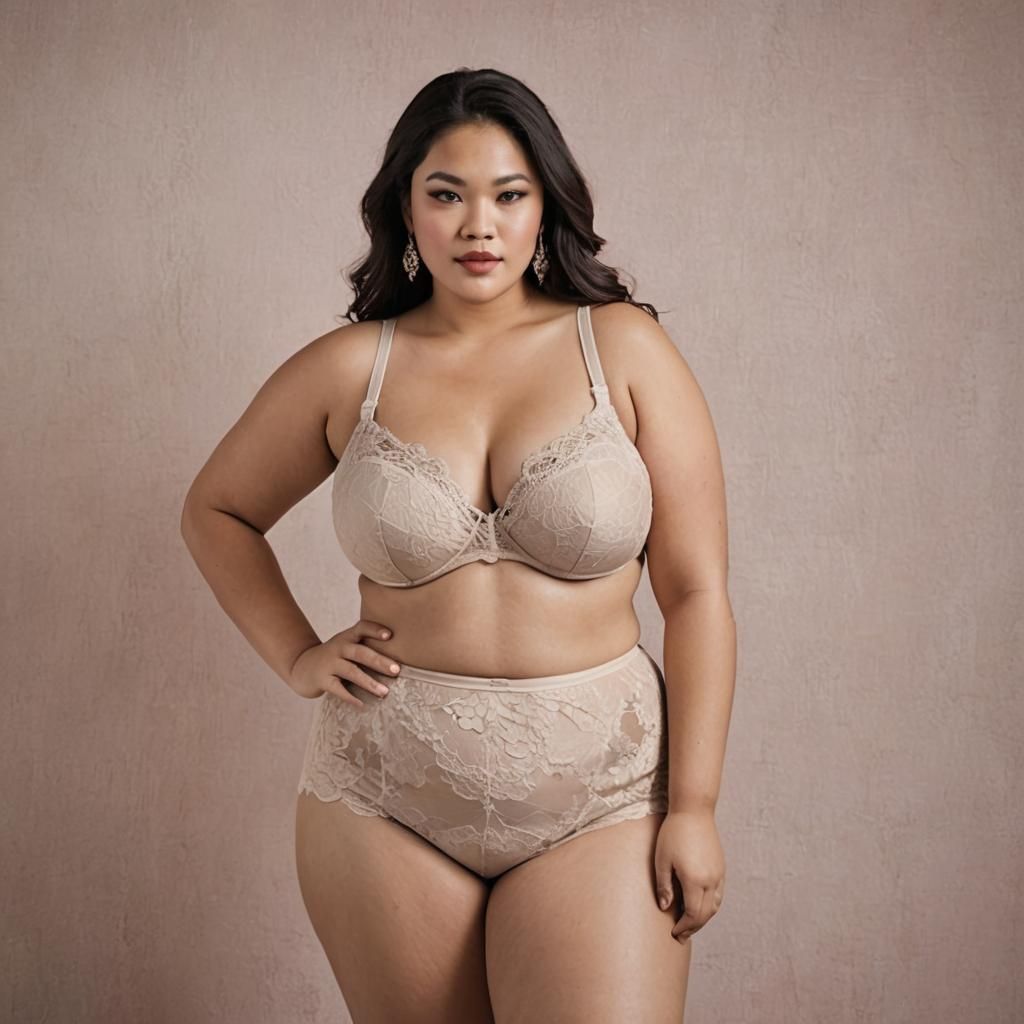 Plus-Size Woman in Lace Bra: Body Positivity