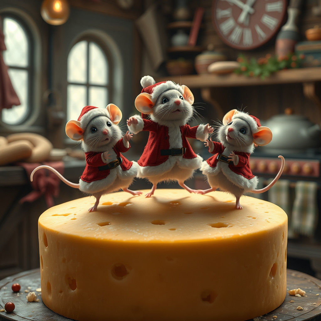 Festive Mice Dancing on Cheese, Concept Art