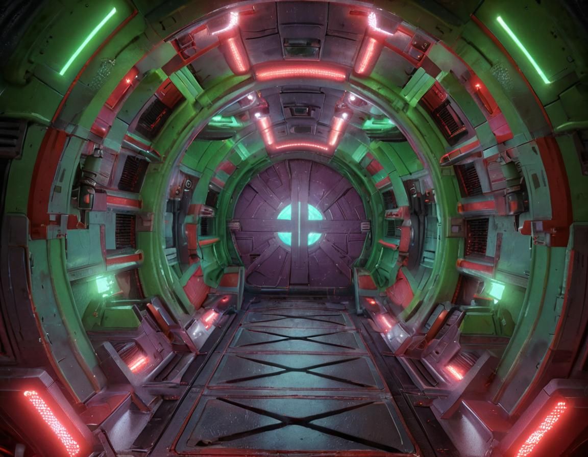 Sci-Fi Starship Airlock in Hyperrealistic Comic Art