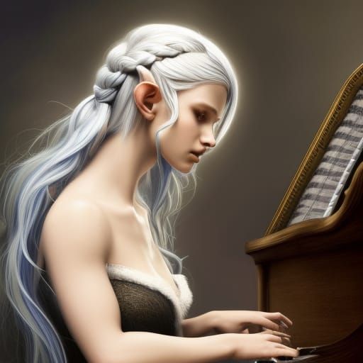 Blue Elf Pianist: Fantasy Art in Unreal Engine