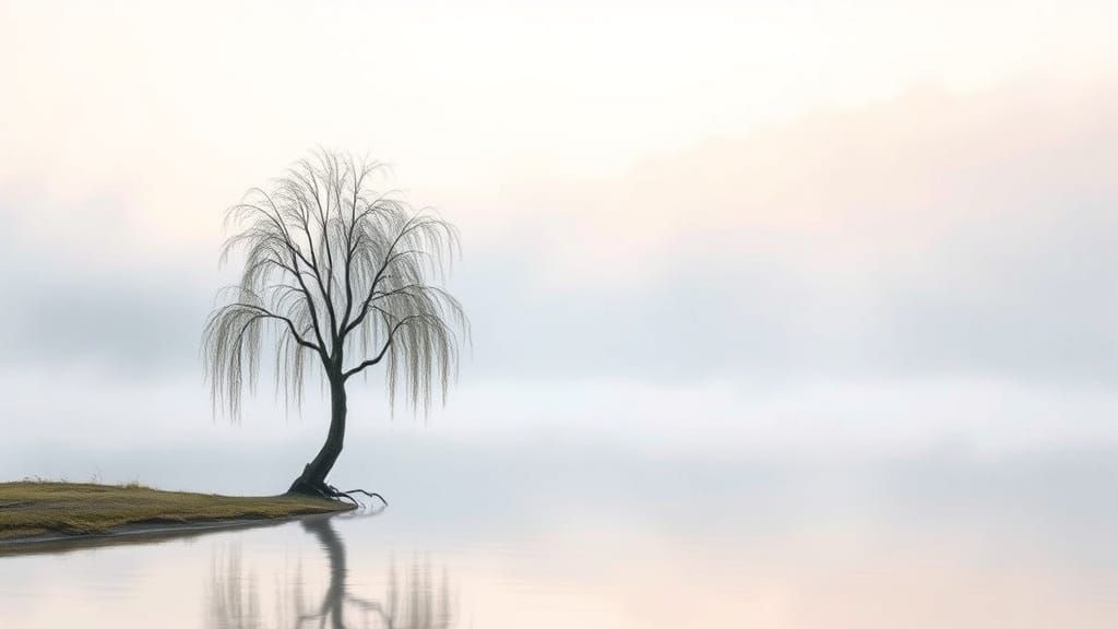 Serene Mist-Shrouded Lake at Dawn