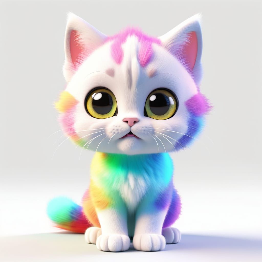 Adorable 3D Chibi Baby Cat in Pixar Style