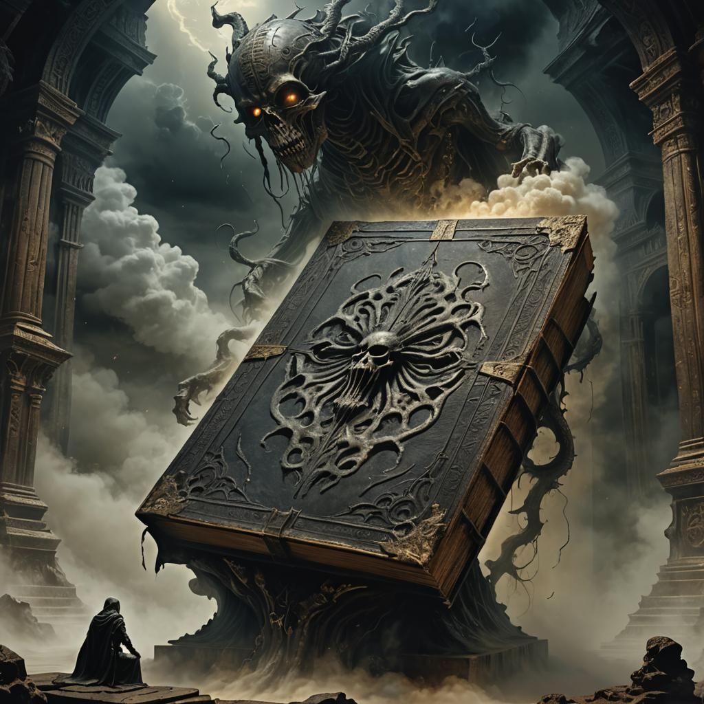 Mystical Necronomicon in Eerie Chamber