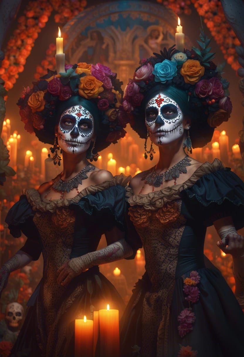 Dia de los Muertos Celebration in Ornate Style
