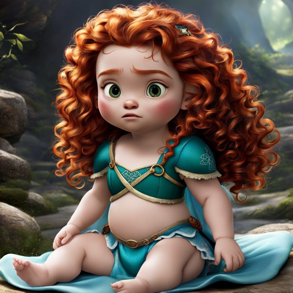 Baby Merida from Brave in Diapers