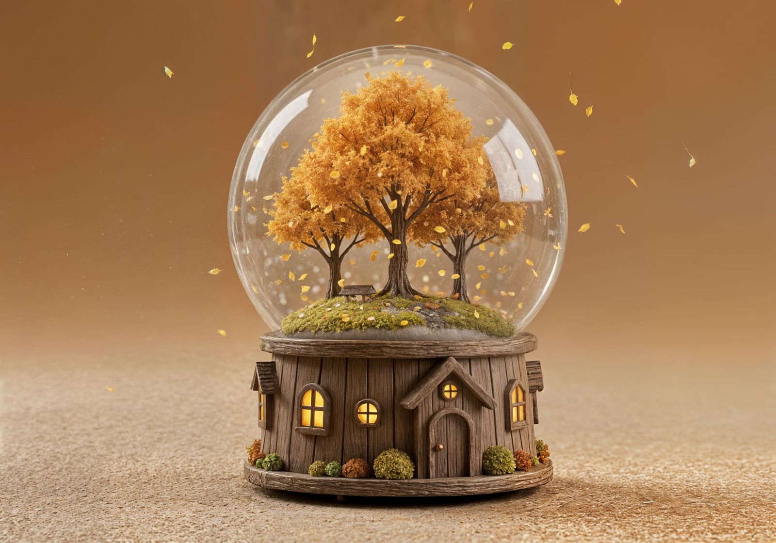 Enchanted Autumn Snow Globe Forest Scene