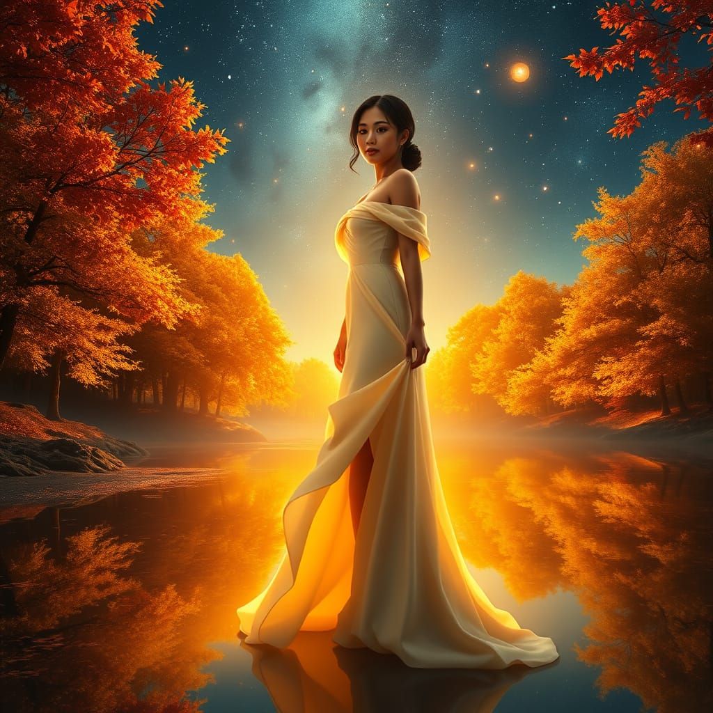 Enchanted Autumn Elegance in Celestial Light