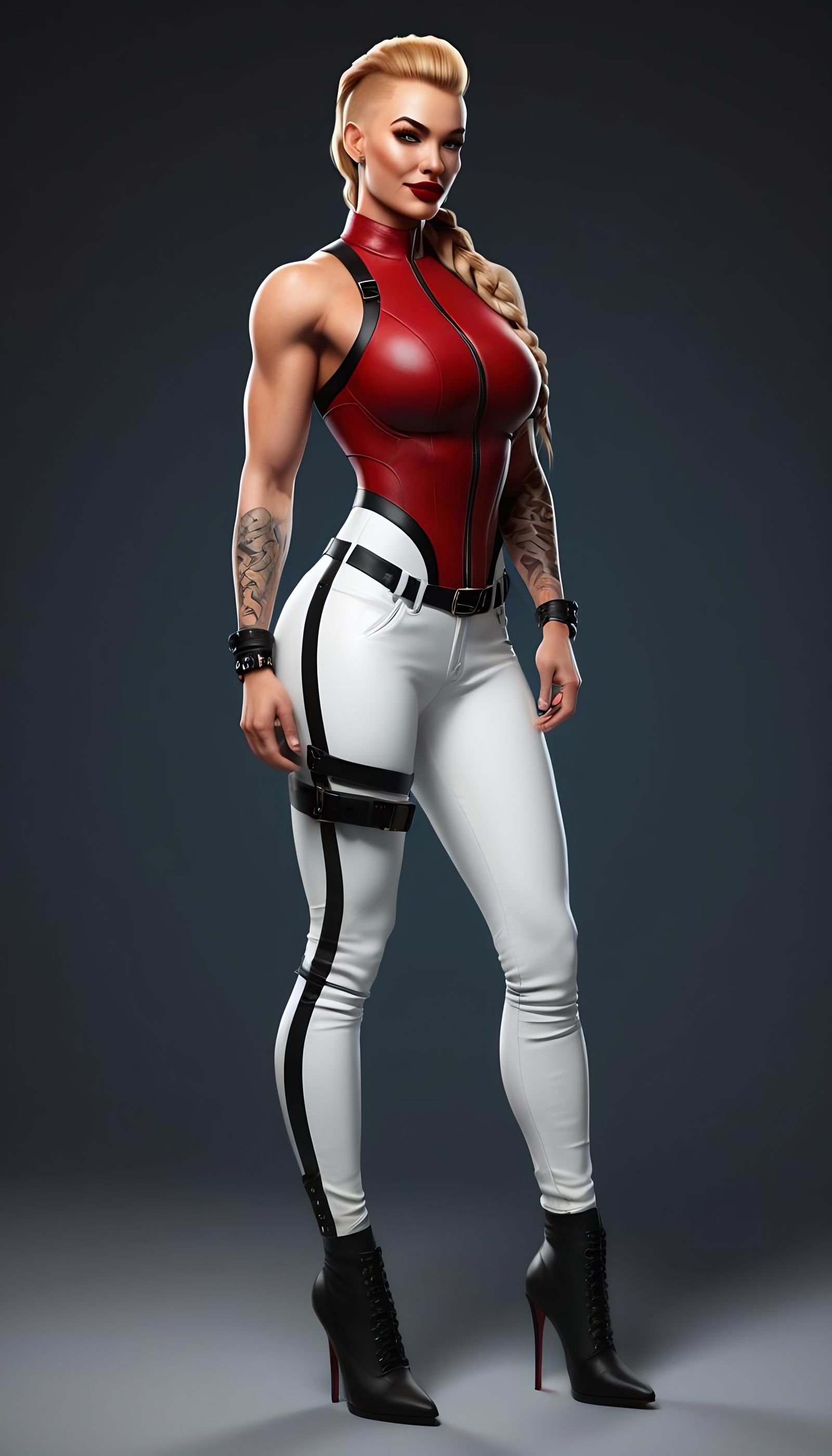 Muscular Woman with Braid in Digital Matte Painting