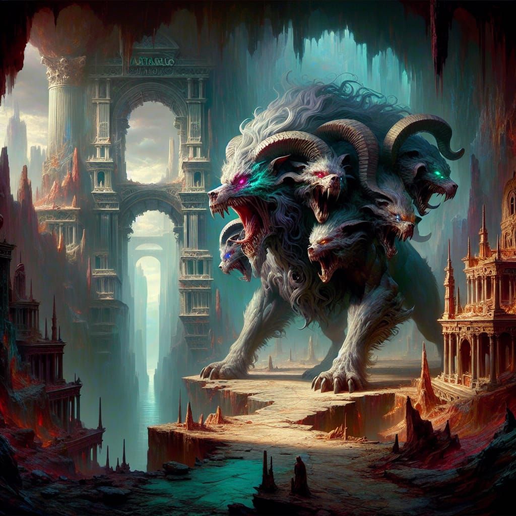 Cerberus Guards the Underworld: A Matte Painting