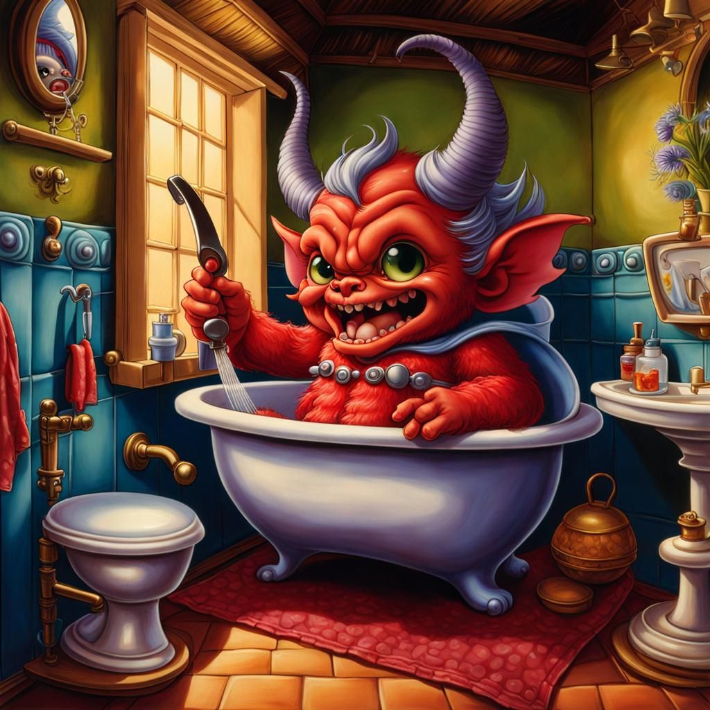 Chibi Demon Shaving: A Surrealist Masterpiece