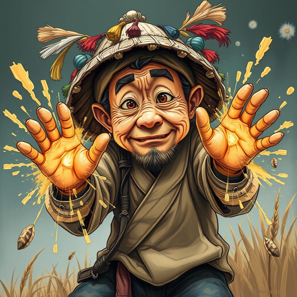 OJhun.
A Crazy-old looking hat wearing Korean rice-farmer that can generate powerful shockwave blasts from his hands.