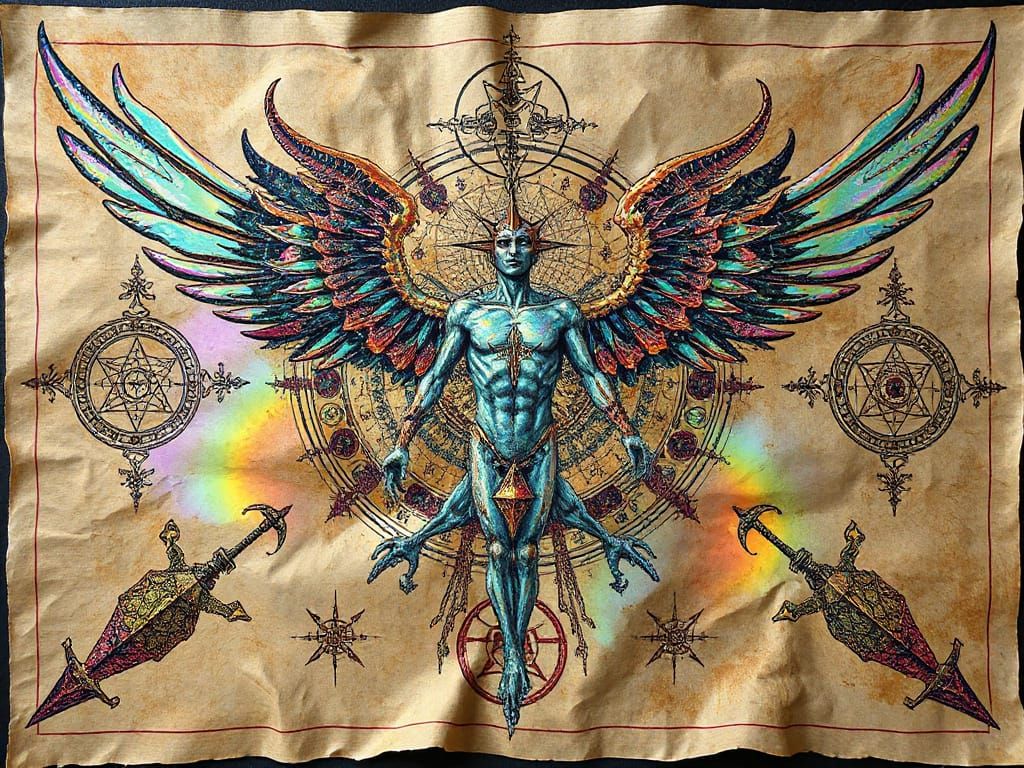 Holographic Chaos Magick Sigils in Surrealist Style