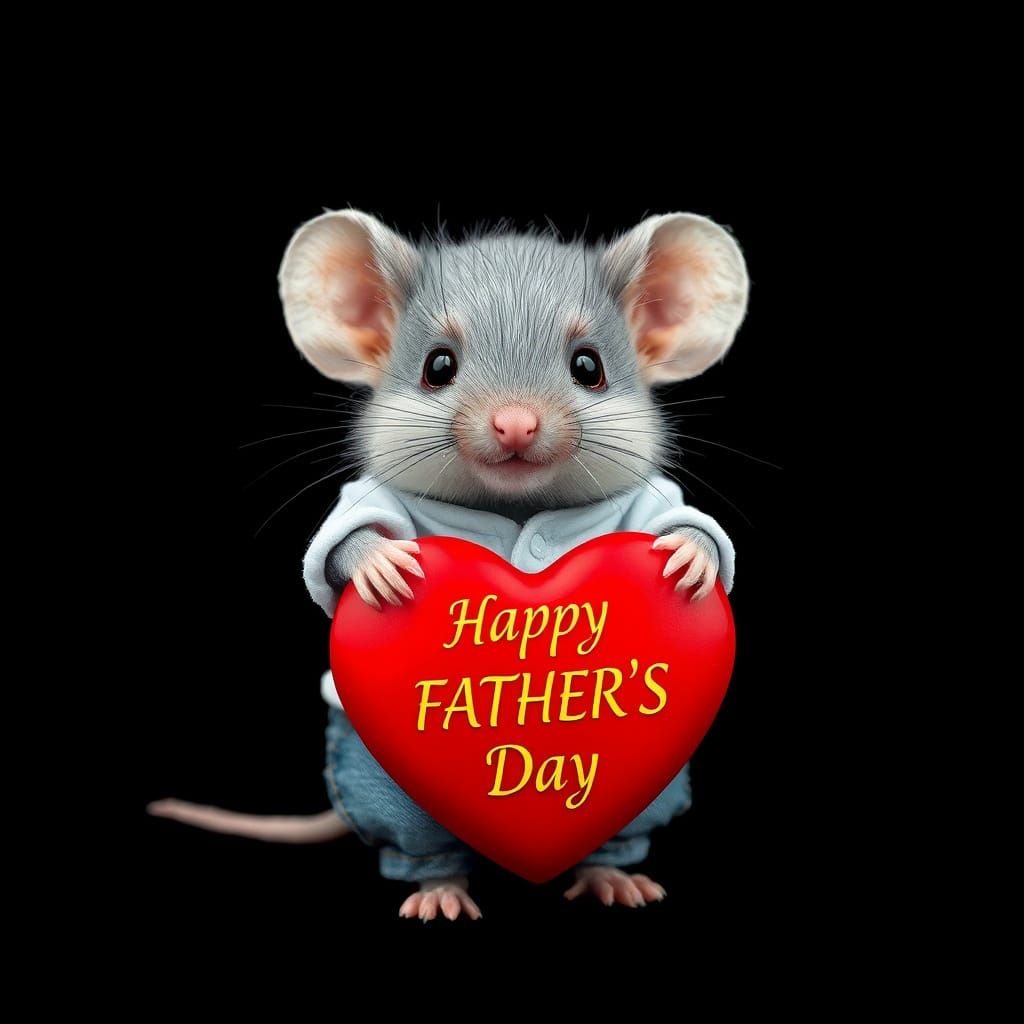 Adorable Mouse Holds Heart for Father's Day