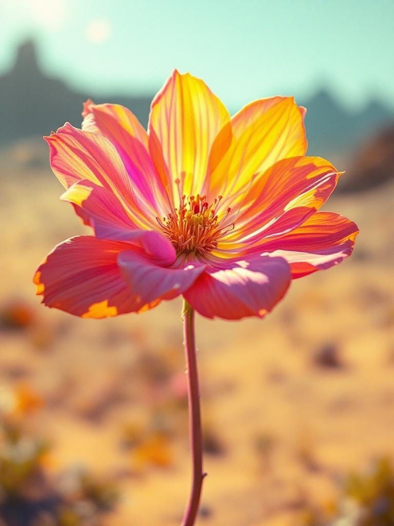 Desert Flower in Neon Noir Style