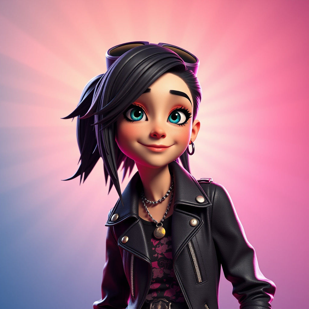 Punk Rocker in Pixar-Style 3D Digital Art