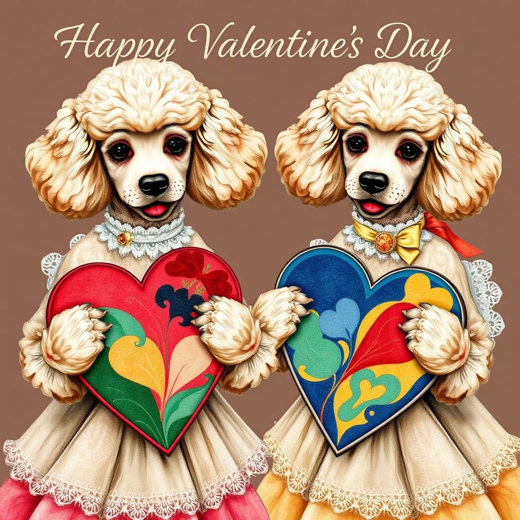 Victorian Poodles Celebrate Valentine's Day with Whimsical C...