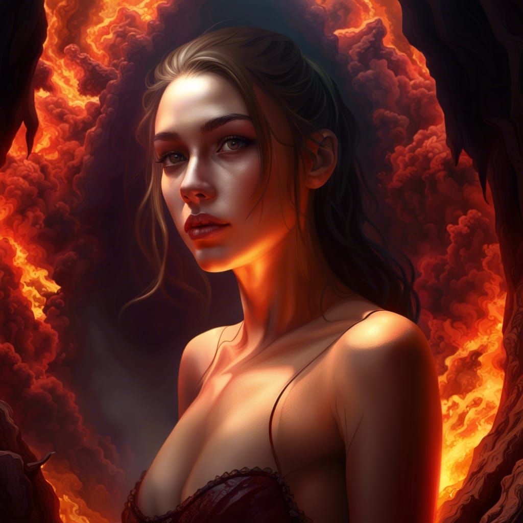 Hyperrealistic Entrance to Hell with Gorgeous Women