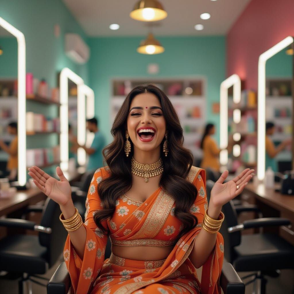 Joyful Salon Owner Celebrates New Customers