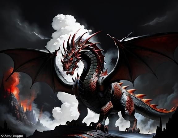 Fiery Dragon in Dynamic Fantasy Art Style