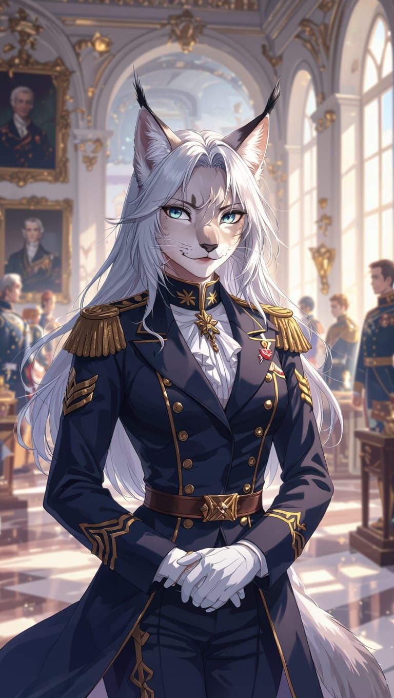 Elegant Lynx in Regal Military Attire