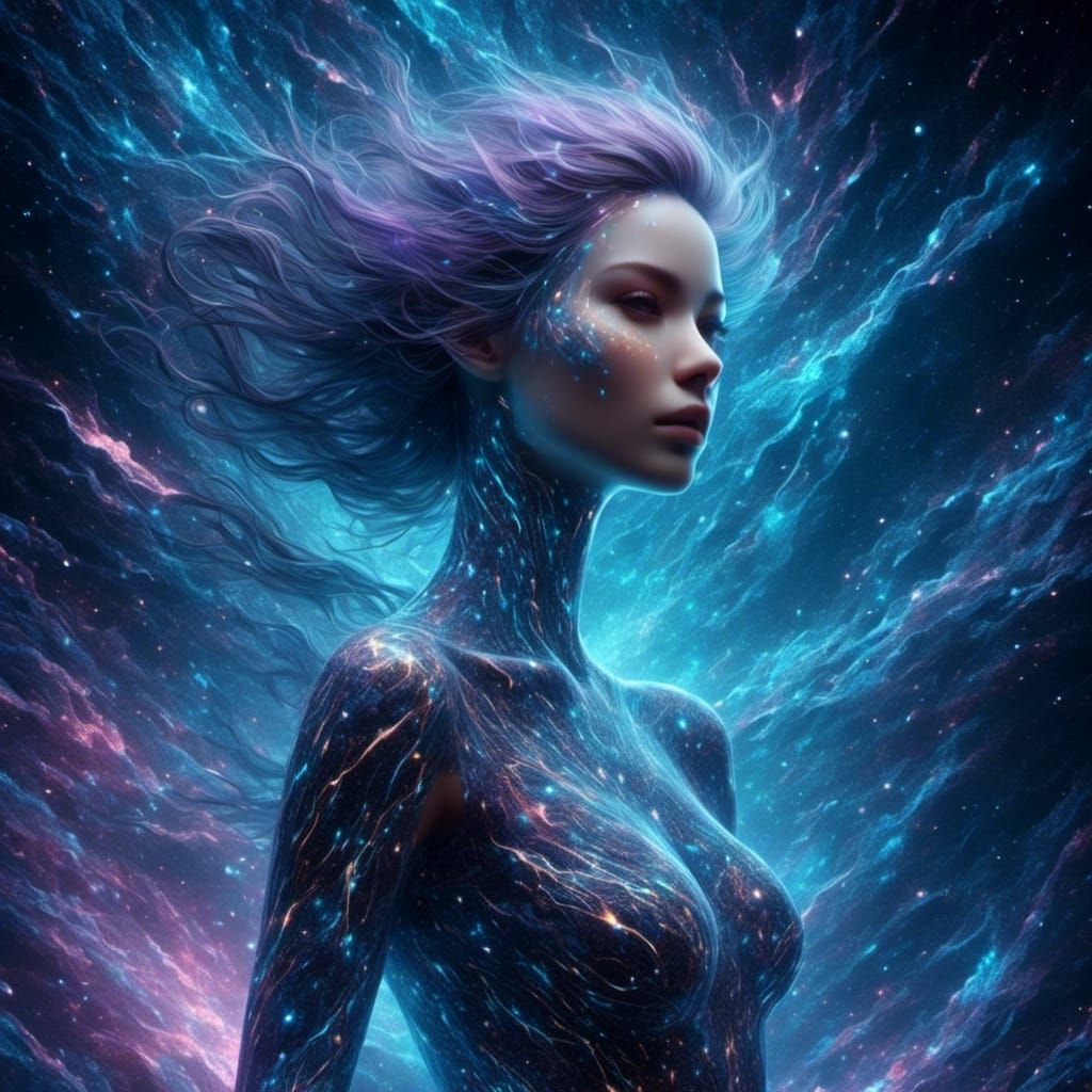 Constellation Woman Portrait in Cosmic Astral Style