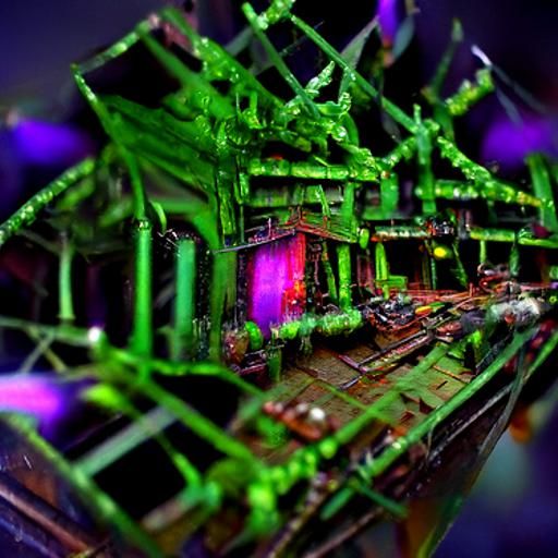 Red Werewolf at Air Shipyard: Dystopian Concept Art