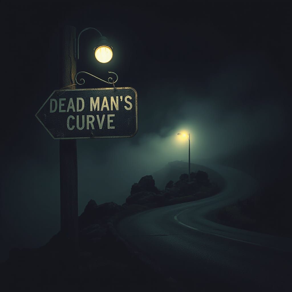 Foreboding Signpost on Foggy Mountain Road