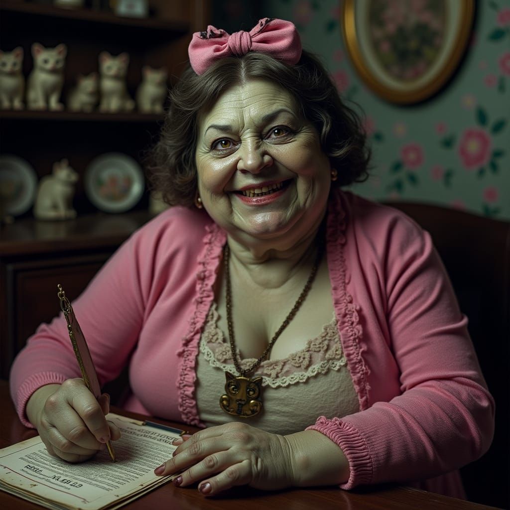 Haunting Portrait of Professor Umbridge, Highlighting Her To...
