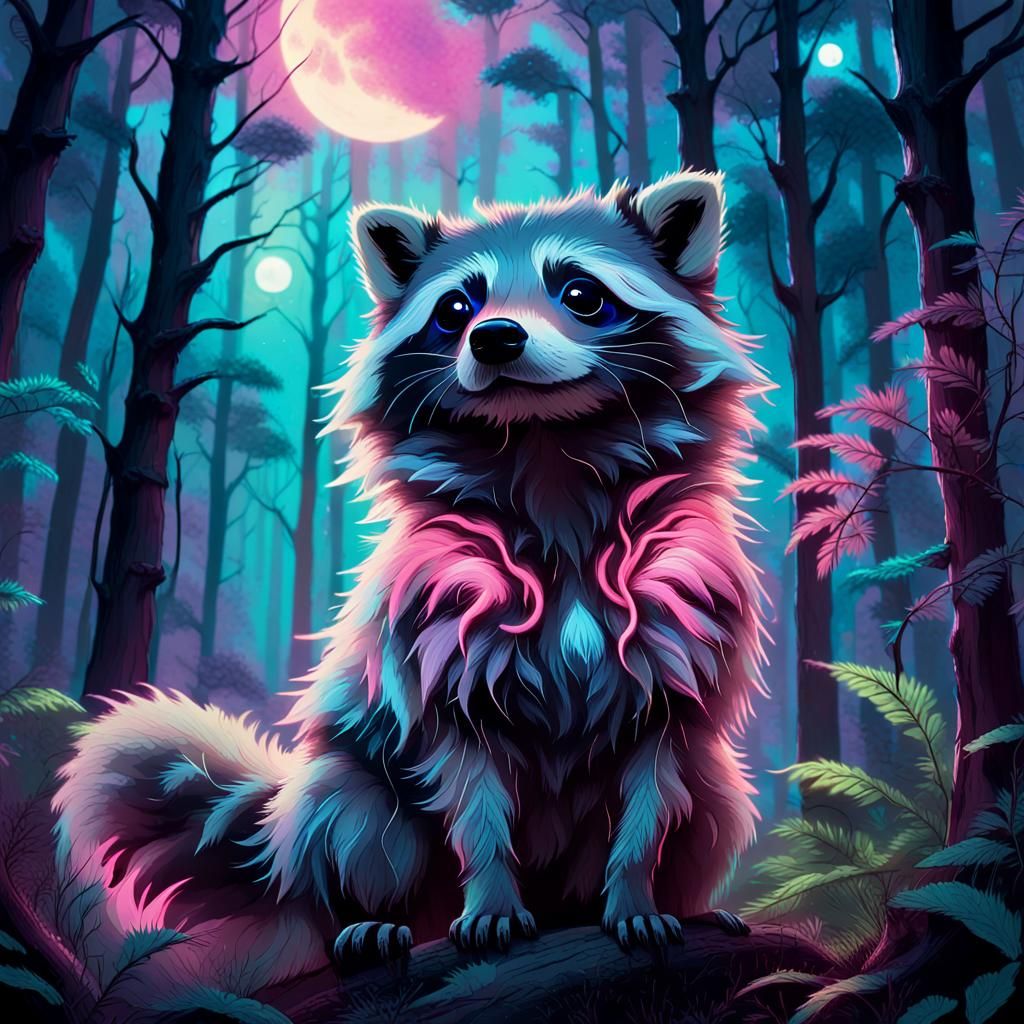 Neon raccoon