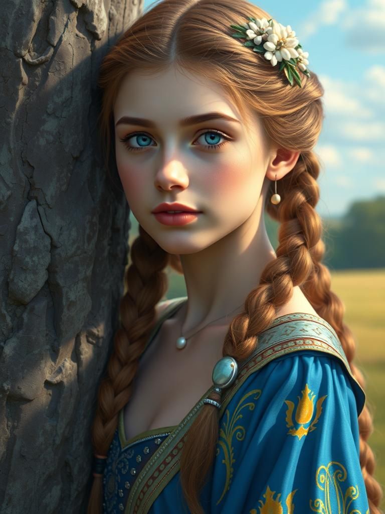 Realistic Portrait of a Young Woman in Digital Art Style
