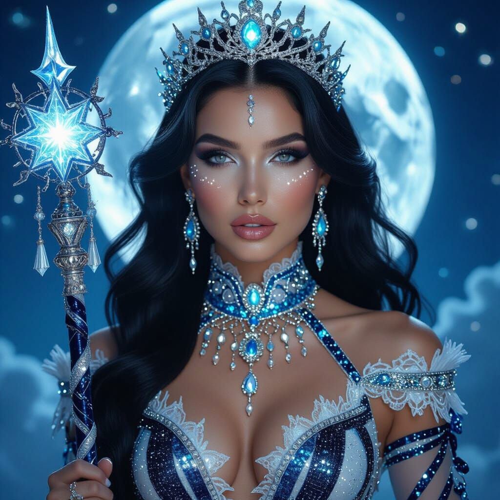 Majestic Moon Princess with Starry Hair