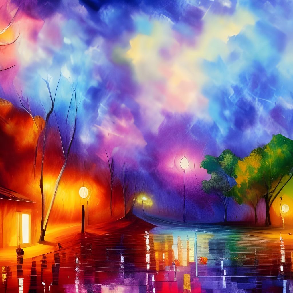 Purple Rain in Expressionist Oil Painting