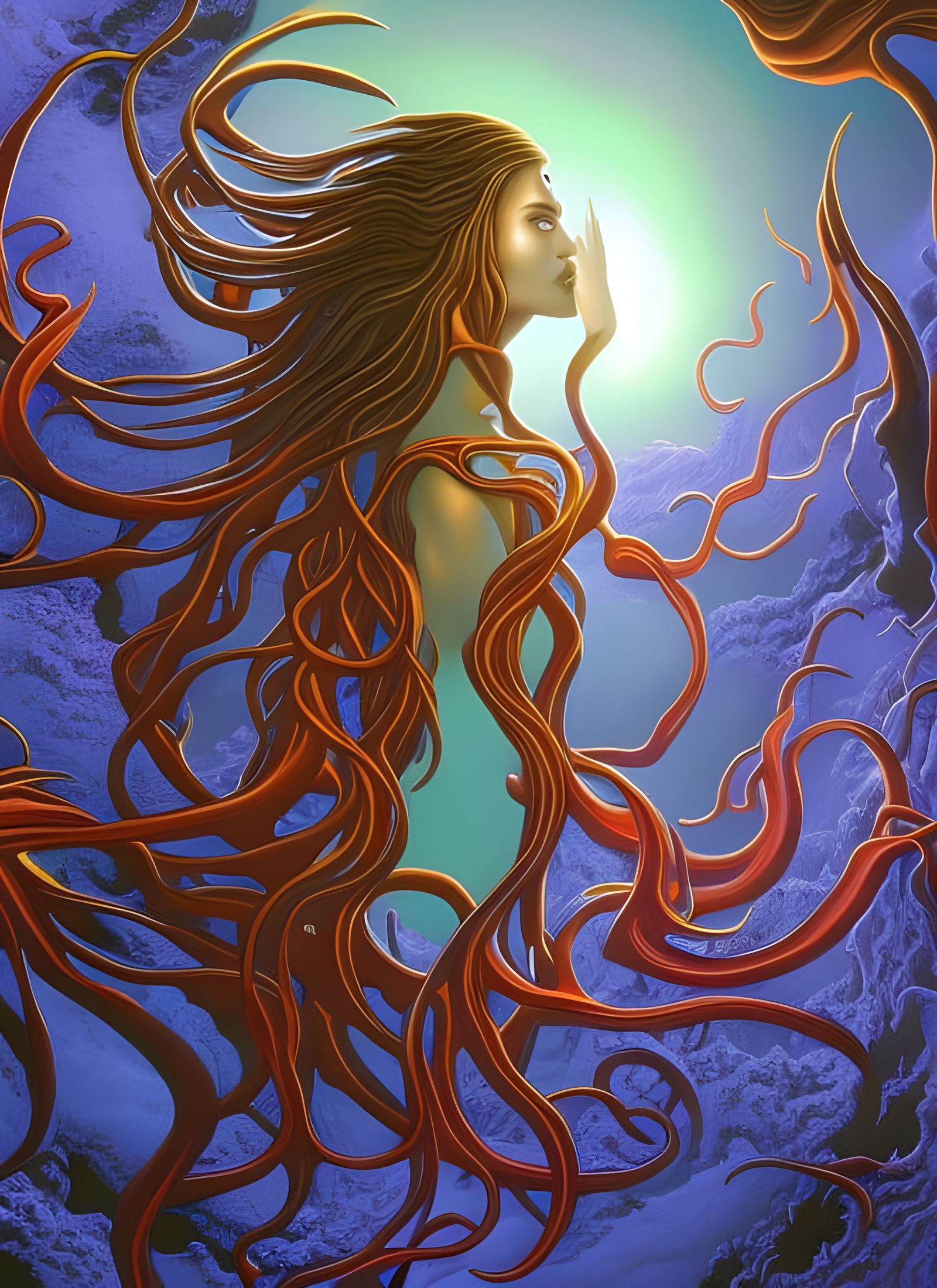 Bioluminescent Fractal Goddess of Eldritch Desire