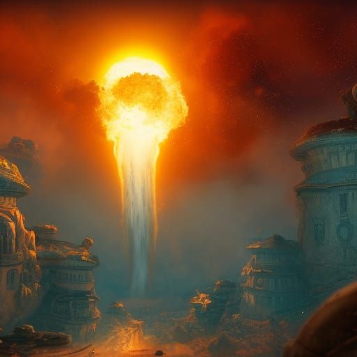 Detailed Matte Painting of Fat Man Nuke