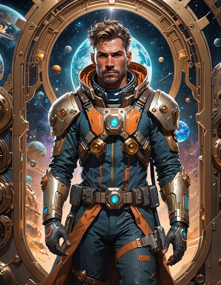 Space Character Portrait in Hyperdetailed Digital Art