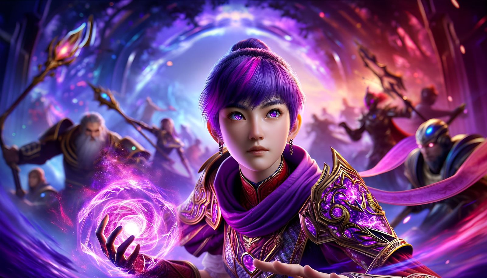 Vivid Female Warrior in Epic Battle Scene