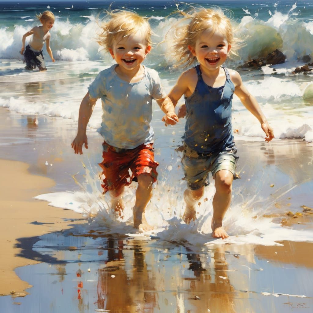 Joyful Beachside Celebration in Vibrant Colors