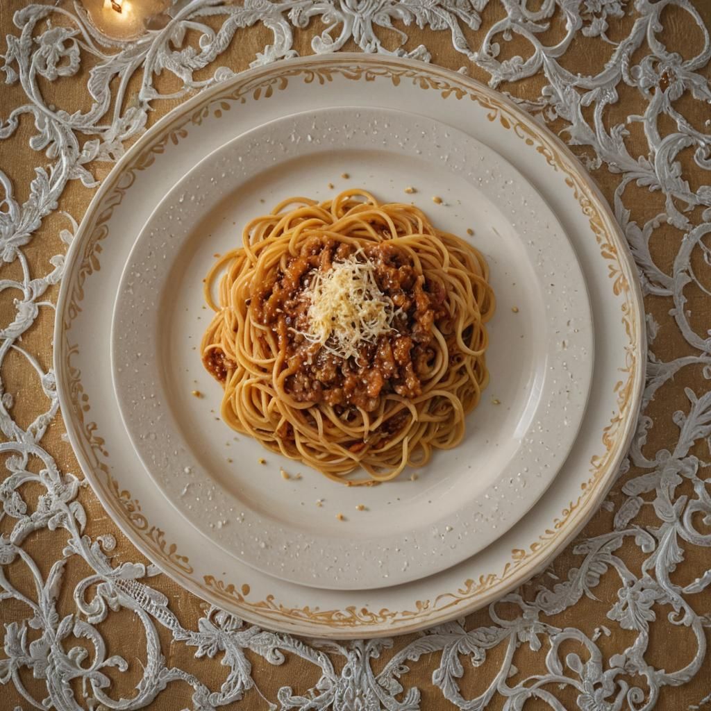 Spaghetti on Toast Still Life in Renaissance Style
