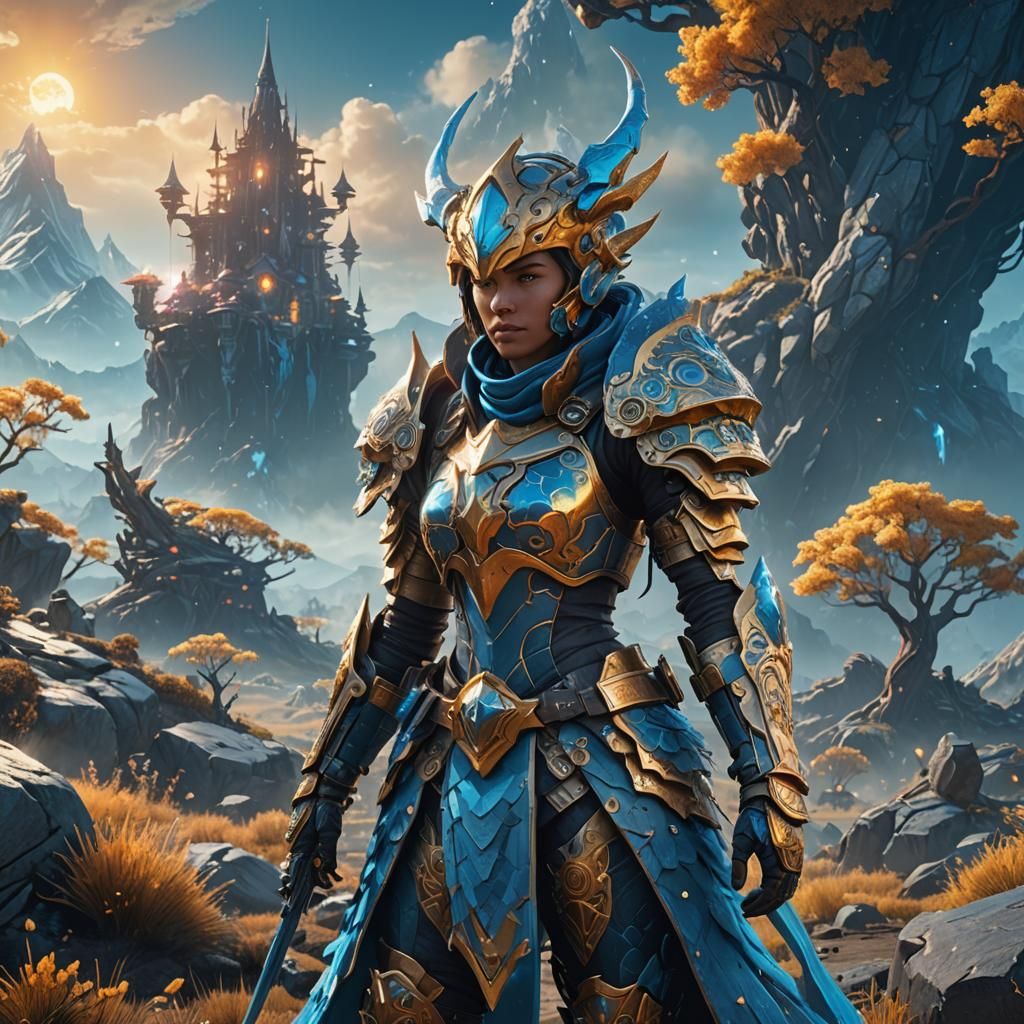 Fantasy Warrior in Crystalline Armor: 3D Game Art