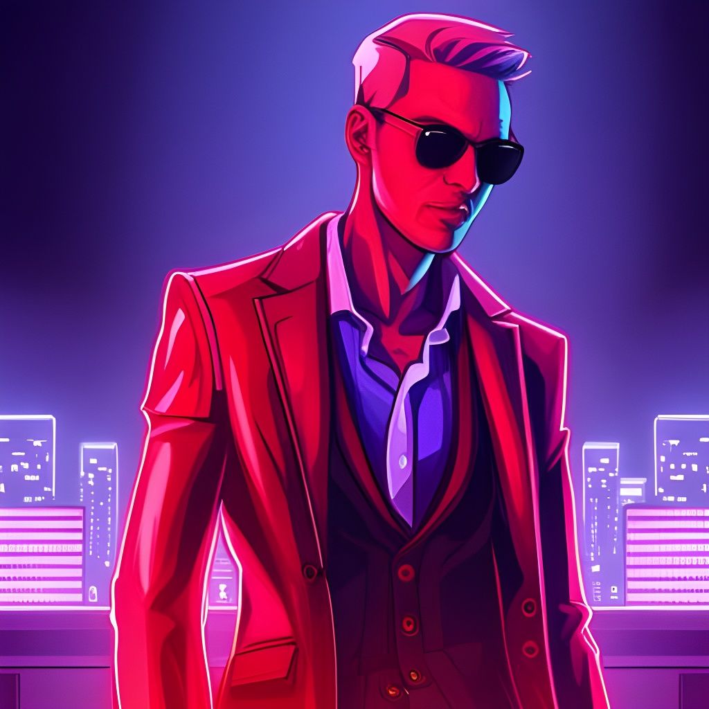 Cyberpunk Humanoid in Neon Cityscape