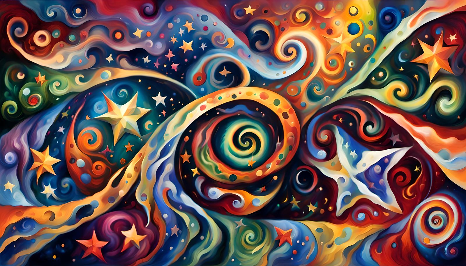 Cosmic Star Cluster in Impasto Oil Painting Style