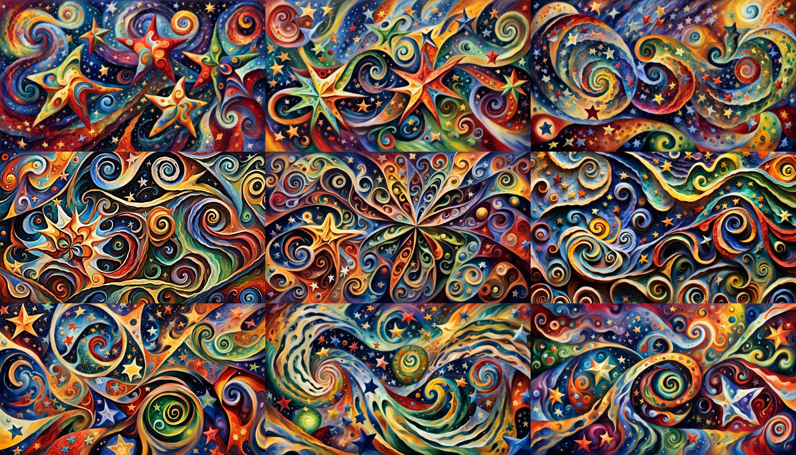 Swirling Star Cluster in Dreamy Impasto Oil Style