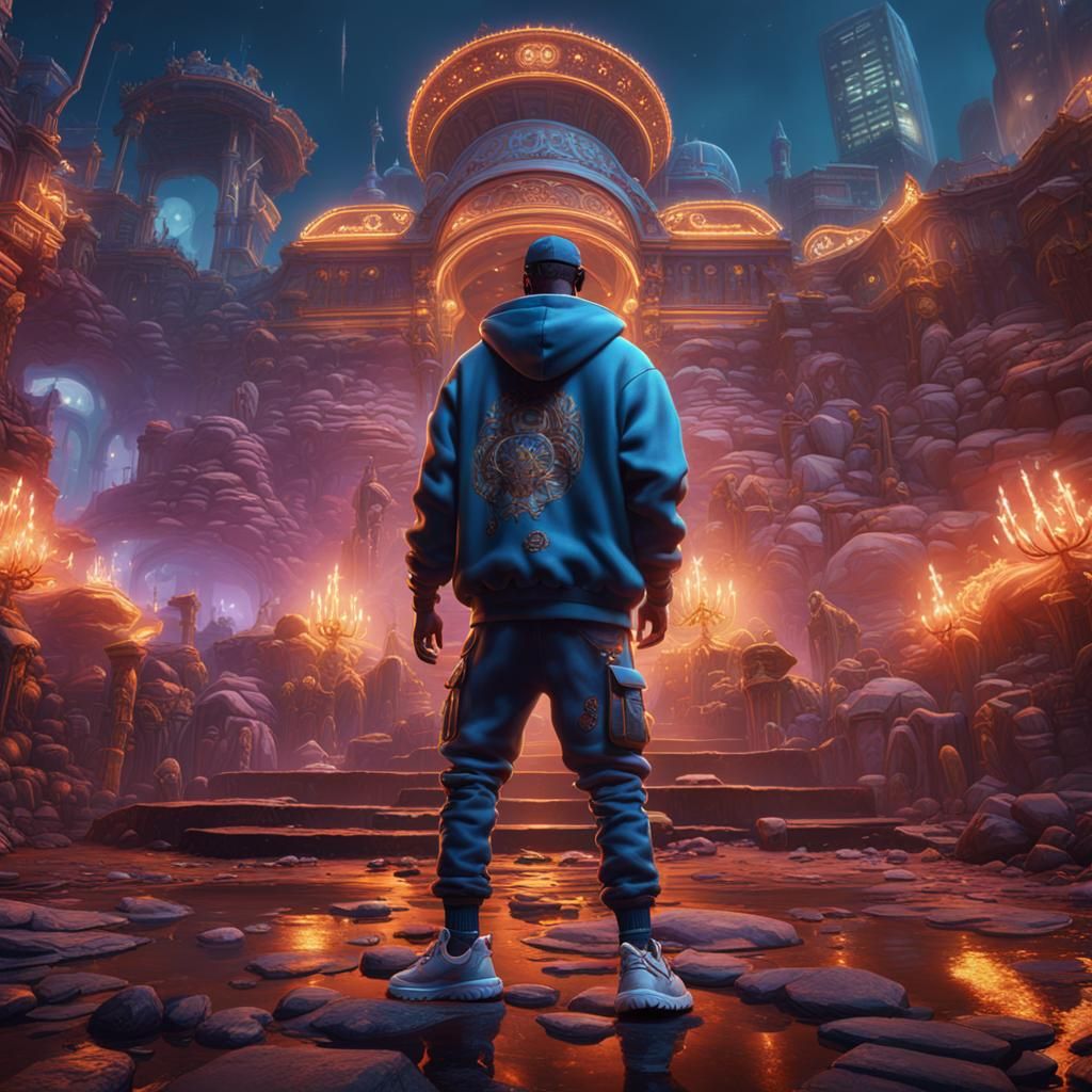 Rapper in Detailed Matte Painting Style