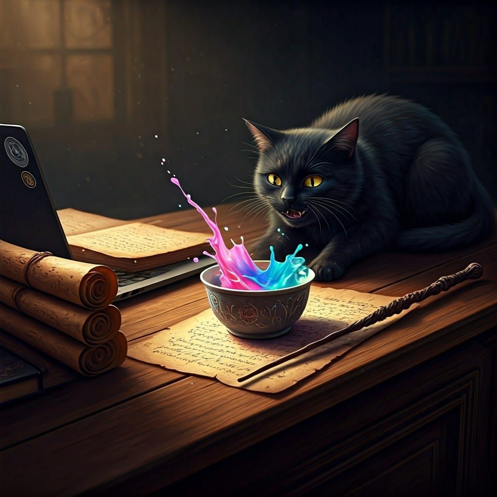Whimsical Wizard's Study in Rich, Cinematic Colors
