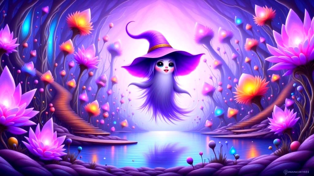 Enchanted Surreal Landscape with Floating Ghost