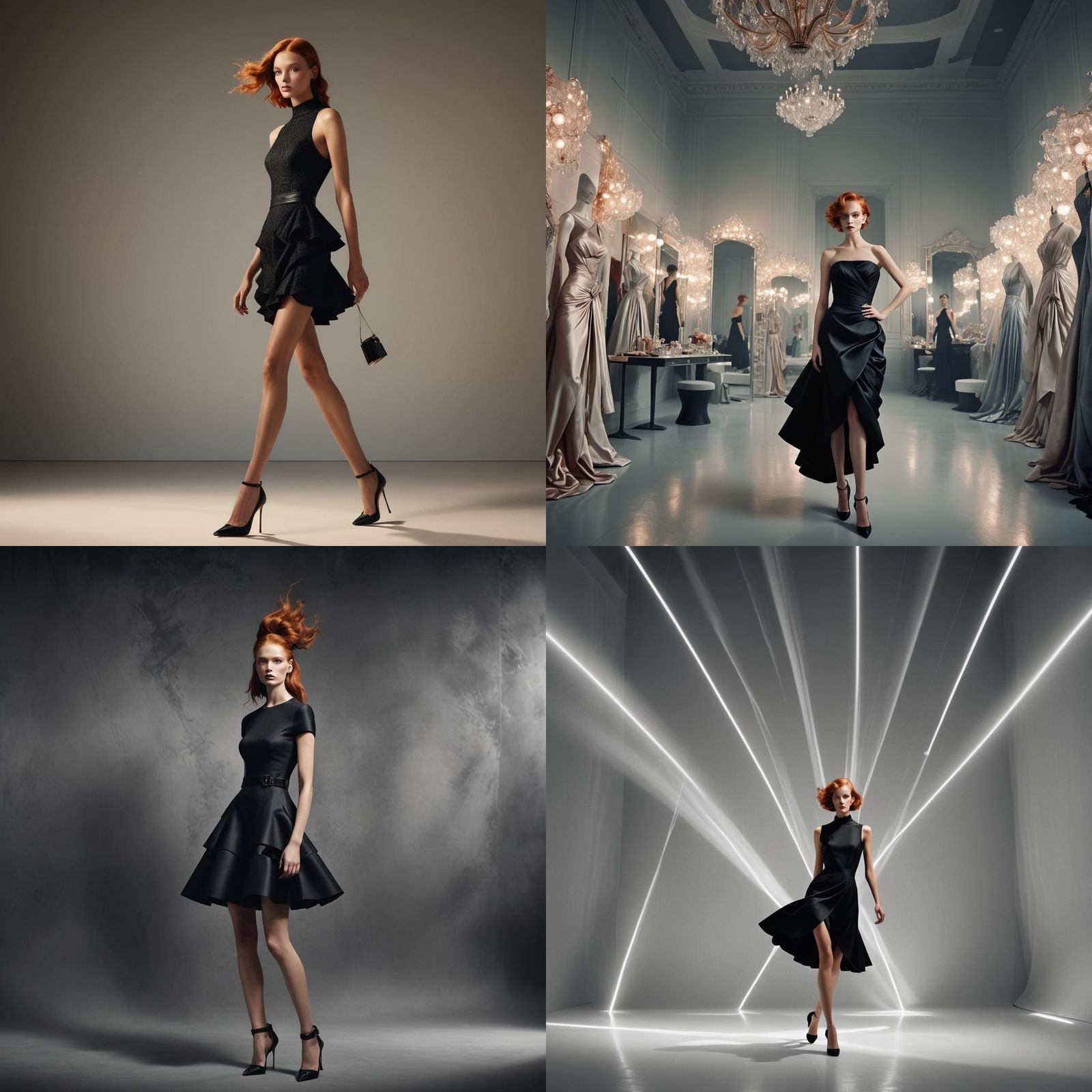 Runway Model in Dior-Inspired Dress, Hyperrealistic Photo