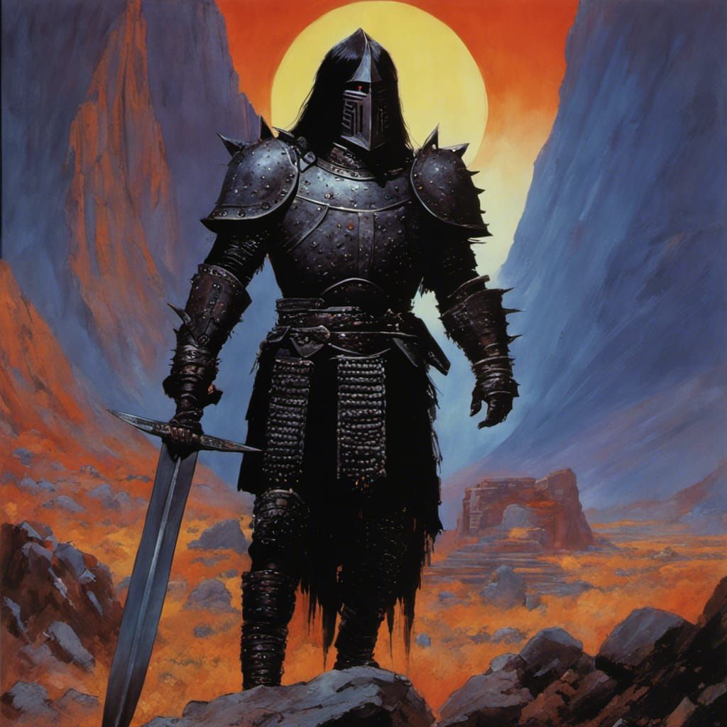 Uruk-hai in Black Armour: 80s Fantasy Illustration